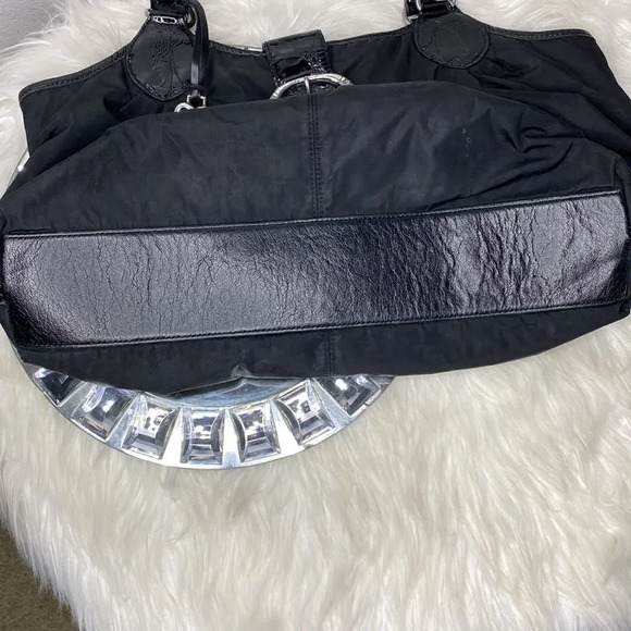 Brighton Black Nylon Shoulder Bag With Silver Buckle Leather Trim and Detail - Picture 9 of 12